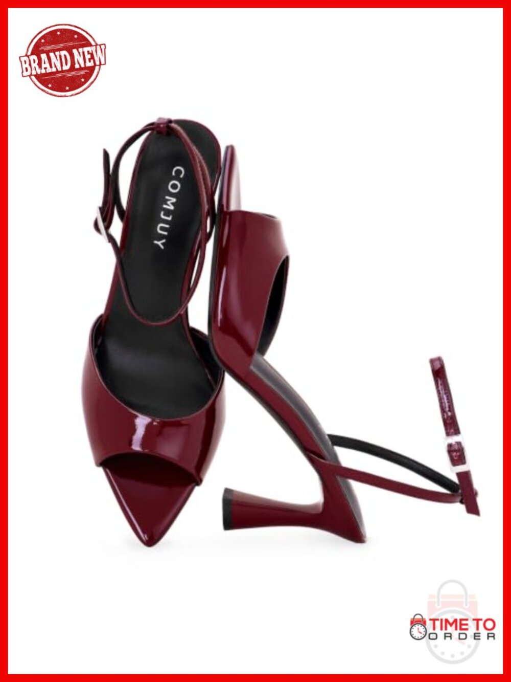 Kitten Heels Peep Toe Strappy Faux Leather Heeled Sandals